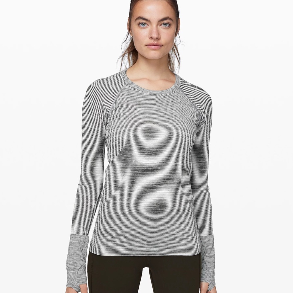 lululemon athletica Women's Heather Grey Long-Sleeve Top